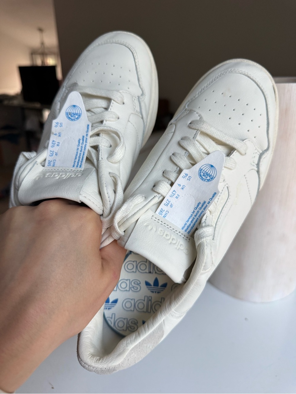 Adidas Originals Continental 80 Triple White Leather Sneakers US 9.5